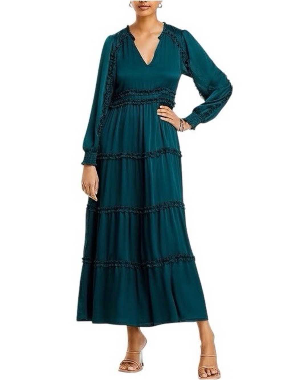 NWT Koko + Mason Womens Ruffled Maxi Dress